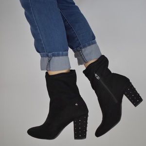 Black studded booties